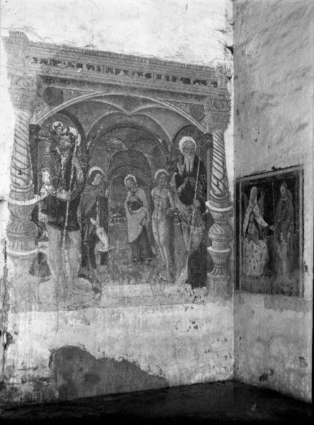 San Giacomo della Cerreta, Belgioioso (Pv) - chiesa - oratorio di San Giacomo - interno - parete frontale - affreschi