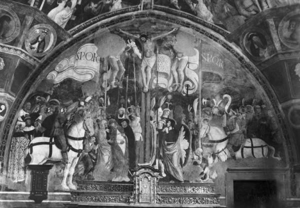 Dipinto murale - Crocifissione - Giovan Pietro da Cemmo - Esine - Chiesa di S. Maria Assunta