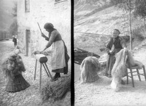 Schilpario - Lavorazione della canapa - Donne al lavoro