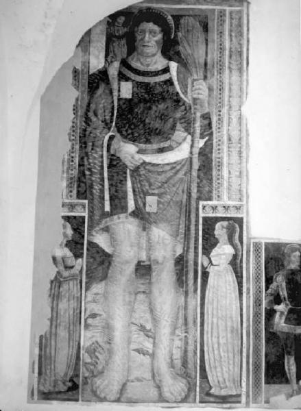 Dipinto murale - S. Cristoforo tra due devote - Giovan Pietro da Cemmo - Andrista - Chiesa dei Ss. Nazzaro e Celso