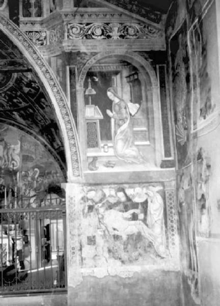 Dipinto murale - Madonna annunciata e Deposizione di Cristo - Giovan Pietro da Cemmo - Esine - Chiesa di S. Maria Assunta