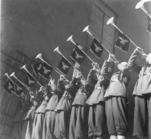 Fascismo - organizzazioni diverse - Cremona - Via del Sale - Colonia Padana - Avanguardisti trombettieri