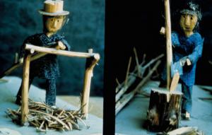 Poggio Rusco - Figurazioni di Remo Merighi - Plastico con scena di vendemmia - Infrascatura per la vigna