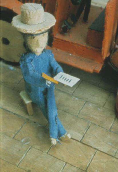 Poggio Rusco - Figurazioni di Remo Merighi - Plastico con scena di lavoro agricolo - Contadino a riposo