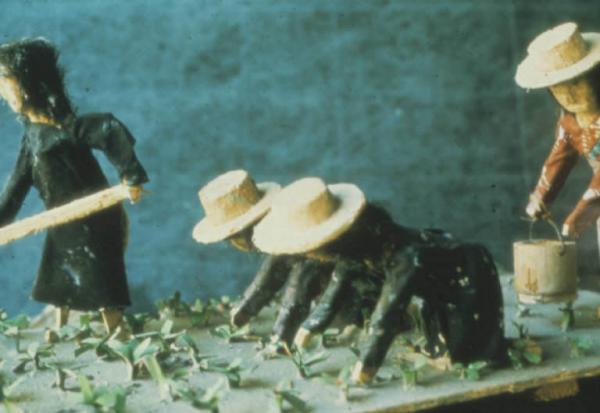 Poggio Rusco - Figurazioni di Remo Merighi - Plastico con scena di lavoro agricolo - Coltivazione delle bietole