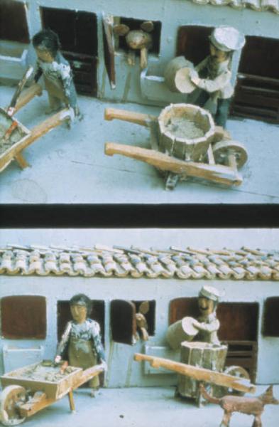 Poggio Rusco - Figurazioni di Remo Merighi - Plastico con scena di lavoro agricolo