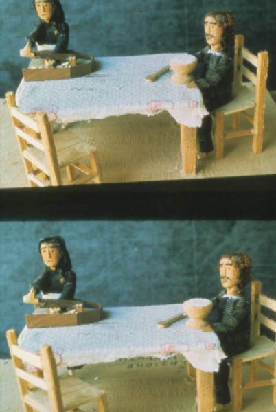 Poggio Rusco - Figurazioni di Remo Merighi - Plastico con scena di vita domestica - La colazione