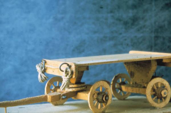 Poggio Rusco - Figurazioni di Remo Merighi - Plastico con la riproduzione di un carro