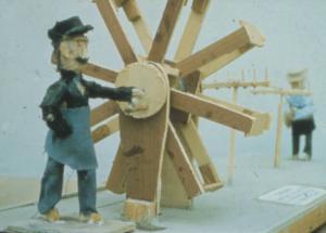 Poggio Rusco - Figurazioni di Remo Merighi - Plastico con scena di lavoro agricolo - Lavorazione della canapa