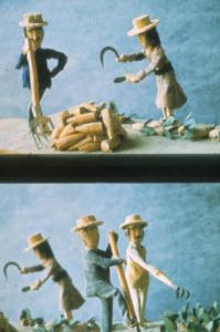 Poggio Rusco - Figurazioni di Remo Merighi - Plastico con scena di lavoro agricolo - Raccolta delle bietole