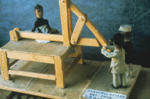 Poggio Rusco - Figurazioni di Remo Merighi - Plastico con scena di lavoro agricolo - Lavorazione del pane