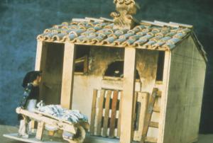 Poggio Rusco - Figurazioni di Remo Merighi - Plastico con scena di lavoro agricolo - Lavorazione del pane. Il forno