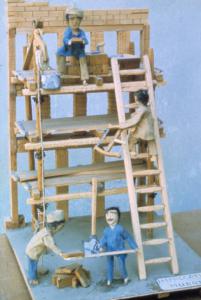 Poggio Rusco - Figurazioni di Remo Merighi - Plastico con scena di lavoro operaio
