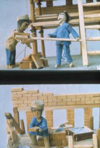 Poggio Rusco - Figurazioni di Remo Merighi - Plastico con scena di lavoro operaio