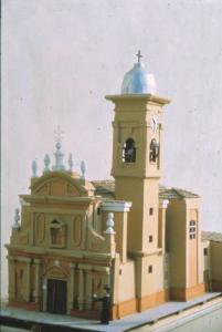 Poggio Rusco - Figurazioni di Remo Merighi - Plastico con la riproduzione della chiesa di Poggio Rusco