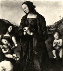 Dipinto - Adorazione del Bambino - Madonna del Sacco - Perugino - Firenze - Palazzo Pitti - Galleria Palatina