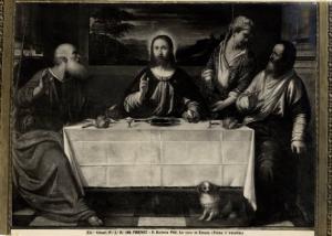 Dipinto - Cena di Emmaus - Jacopo Palma il vecchio - Firenze - Palazzo Pitti - Galleria Palatina