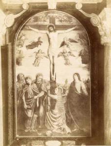 Pala d'altare dipinta - Crocifisso con le tre Marie e S.Giovanni - Bergognone - Pavia - Certosa - Chiesa - Cappella del Crocifisso