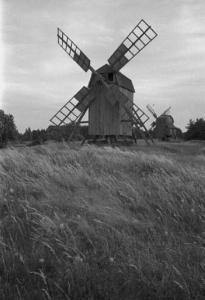Svezia, öland - Paesaggio rurale con mulino a vento