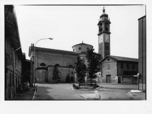 Inzago - piazza XX aprile - chiesa parrocchiale - campanile - incrocio stradale