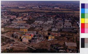 Buccinasco - veduta aerea - insediamenti di edilizia intensiva - zona industriale - campi
