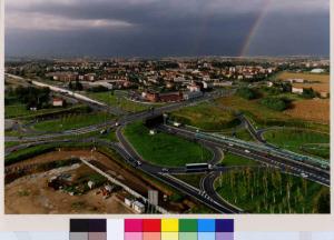 Vimercate - centro urbano - direzione Nord-est - svincolo autostradale - campi - arcobaleno