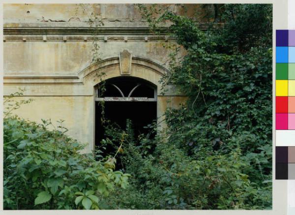 Abbiategrasso - viale Cattaneo - casello ferroviario abbandonato - finestra - vegetazione