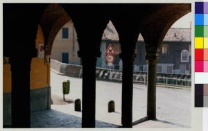 Boffalora sopra Ticino - piazza IV Giugno - via Cavour - colonne della Grangia Certosina