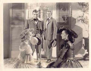 Scena del film "Rock Island Trail " - regia Joseph Kane - 1950 - attori Forrest Tucker, Adele Mara, Bruce Cabot e Adrian Booth