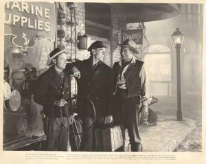 Scena del film "La meticcia di Sacramento" - regia Feist E. Felix - 1953 - attori Randolph Scott, Dick Wesson e Alan Hale Jr.