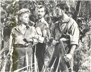 Scena del film "I ribelli dell'Honduras" - regia Jacques Tourneur - 1953 - attori Ann Sheridan e Zachary Scott