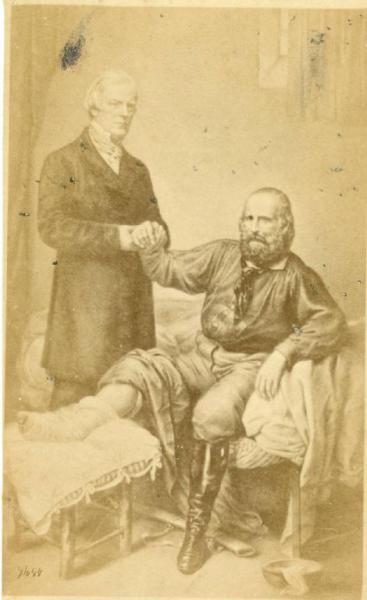 Ritratto maschile - Giuseppe Garibaldi con il medico inglese Richard Partridge - Convalescenza dopo il ferimento all'Aspromonte - Varignano / Risorgimento italiano