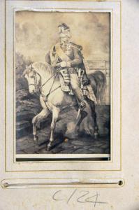 Stampa - Ritratto di Vittorio Emanuele II di Savoia a cavallo / Risorgimento italiano