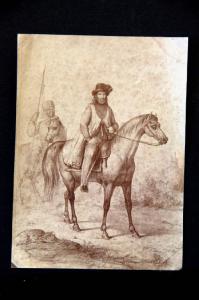 Stampa - Giuseppe Garibaldi con il tenente Aguyar a Roma / Risorgimento italiano