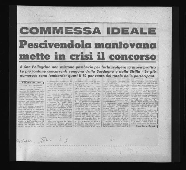 Articolo del quotidiano La Notte - Riproduzione - Concorso Nazionale Commessa ideale 1976