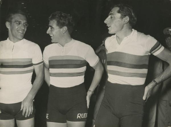 Ciclismo - Fausto Coppi - Milano - Velodromo Vigorelli - Riunione ciclistica - Con Sydney Patterson e Guido Messina