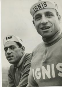Ciclismo - Ercole Baldini - Villanova - Trofeo Baracchi 1959 - In allenamento con Aldo Moser