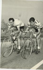 Ciclismo - Ercole Baldini - Trofeo Baracchi 1959 - Durante la gara in coppia con  Aldo Moser