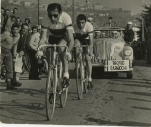 Ciclismo - Fausto Coppi - Trofeo Baracchi 1953 - In azione con Riccardo Filippi
