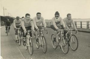 Ciclismo - Fausto Coppi - In allenamento con Roger Riviere, Raphael Geminiani e René Fournier