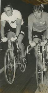 Ciclismo - Antonio Maspes - Milano - Velodromo Vigorelli -  Campionati del mondo di ciclismo su pista 1962 - In allenamento con Sergio Bianchetto