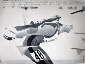 Sport invernali - Biathlon maschile  - Raubichi - Minsk (Bielorussia)  - Campionati mondiali di biathlon 1982 - Gara 10 km Sprint  - Frank Ulrich in azione



