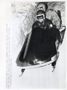 Sport invernali - Bob a due maschile - Alpe d'Huez (Francia) - Campionati mondiali di bob 1967 - Eugenio Monti e Sergio Siorpaes in azione