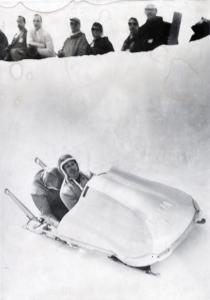 Sport invernali - Bob a due maschile - Sankt Moritz (Svizzera) - Campionati mondiali di bob 1959 - Sergio Zardini e Luciano Alberti in azione