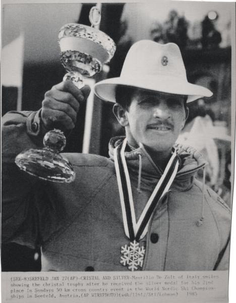 Sport invernali - Sci di fondo maschile - Seefeld (Austria) - Campionati mondiali di sci nordico 1985 - Gara 50 km - Maurilio De Zolt Cerimonia di premiazione - Ritratto