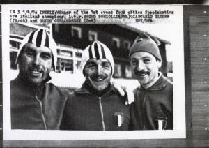 Sport invernali - Pattinaggio di velocità su ghiaccio maschile - Inzell (Germania)  - Trofeo delle Quattro Città 1970 - Bruno Toniolli, Giancarlo Gloder e Guido Gillarduzzi - Ritratto di gruppo