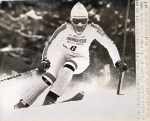 Sport invernali - Sci alpino - Slalom gigante femminile - Courmayeur - Coppa del mondo di sci alpino 1976 - Claudia Giordani in azione