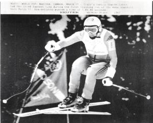 Sport invernali - Sci alpino - Discesa libera maschile - Monte Allan-Nakiska (Canada) - Coppa del mondo di sci alpino 1987 - Danilo Sbardellotto in azione durante una discesa di prova