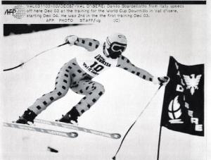 Sport invernali - Sci alpino - Discesa libera maschile - Val d'Isère (Francia) - Coppa del mondo di sci alpino 1988 - Danilo Sbardellotto in azione durante la discesa di prova