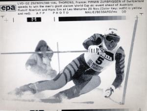 Sport invernali - Sci alpino - Slalom gigante maschile - Val Thorens (Francia) - Coppa del mondo di sci alpino 1989 - Pirmin Zurbriggen in azione